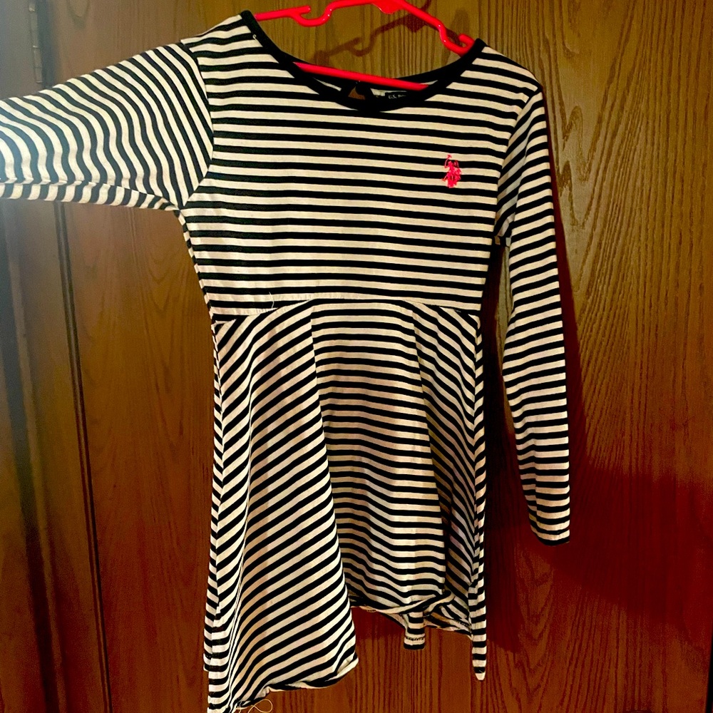 Girls Polo long sleeved striped long shirt/short dress
